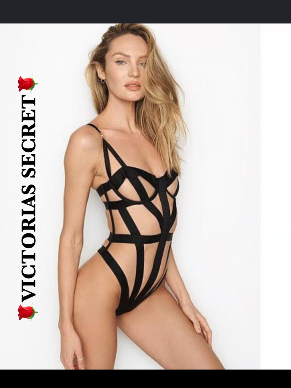 VICTORIAS SECRET Black Strappy Cage Bodysuit